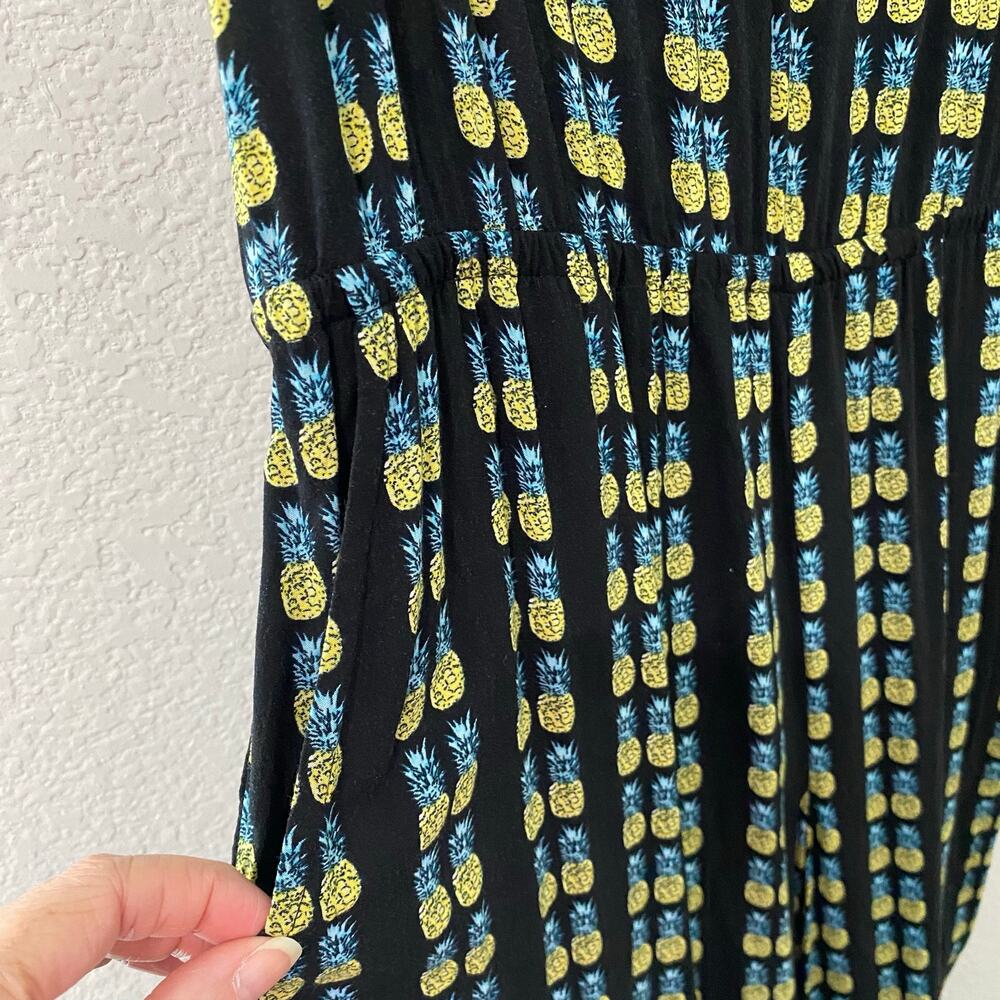 Divided H&M Pineapple Jumpsuit Black Yellow Adjustable Straps Pockets Sz 10 - Picture 7 of 12